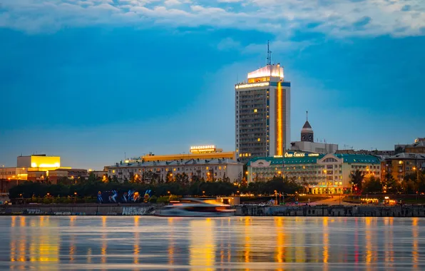 Вечер, Красноярск, Енисей, пароходство