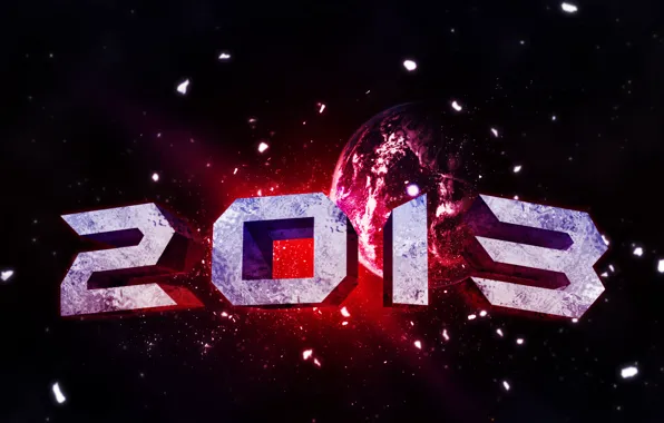 Картинка космос, земля, новый год, earth, space, New Year, 2013