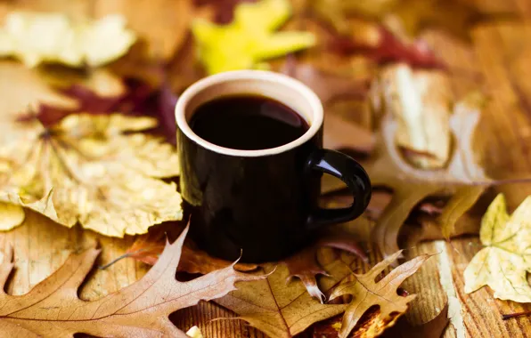 Картинка осень, листья, кофе, чашка, autumn, leaves, book, fall