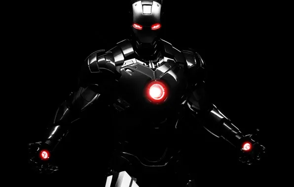 Картинка iron man, robot, marvel, comics, dark, background, dark iron man
