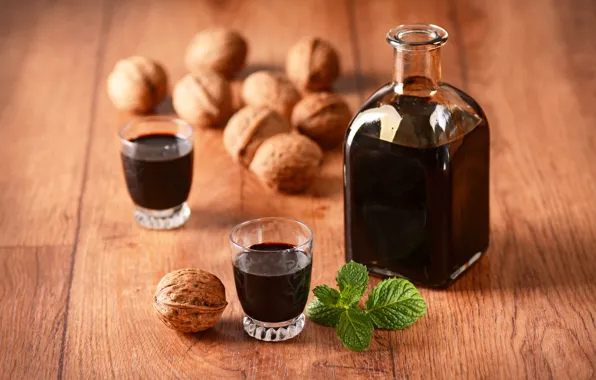 Вино, алкоголь, орехи, мята, nuts, drinks, bottle