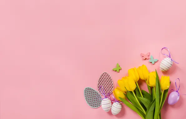 Картинка Пасха, тюльпаны, flower, pink, flowers, декор, Easter, Holiday