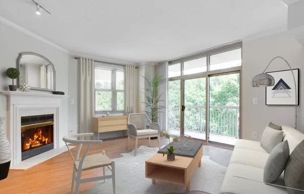 Интерьер, камин, гостиная, светлая, Park Connecticut apartment