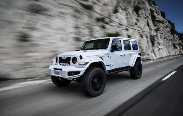 Картинка скала, скорость, Wrangler, Jeep, Unlimited, 2019, Militem, Ferōx