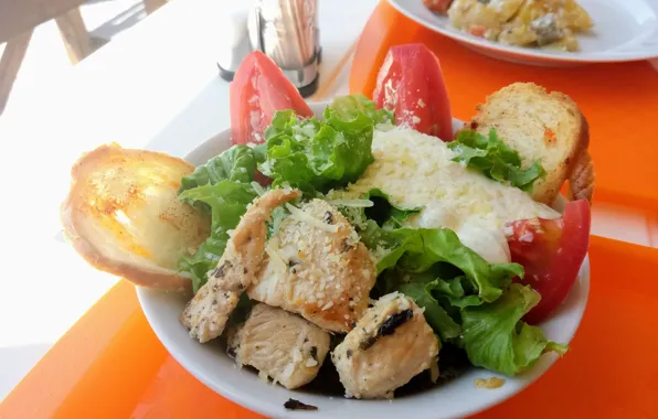 Картинка еда, курица, салат, цезарь