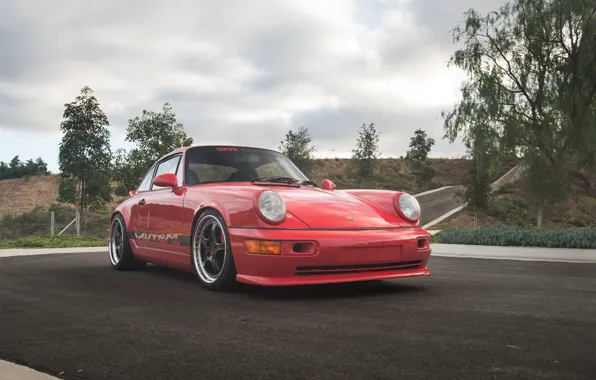 Red, porsche, 964, carrera