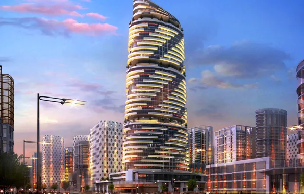 Город, транспорт, улица, башня, TOWER 32