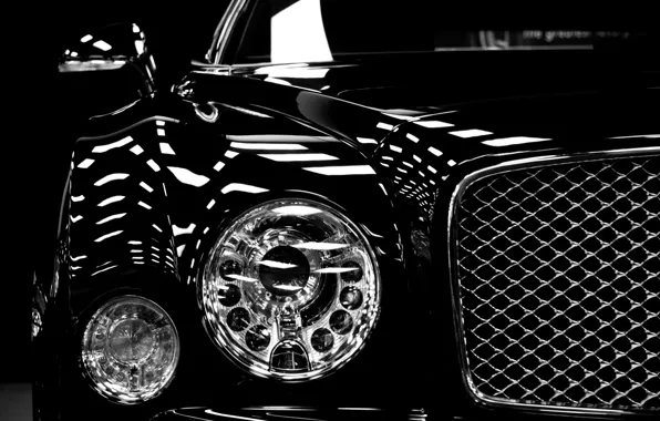 Машина, фары, автомобиль, Bentley Mulsanne