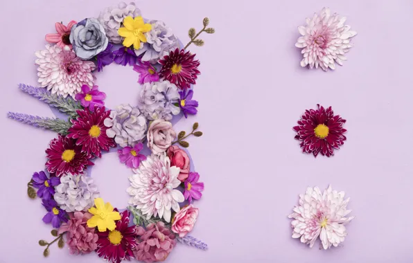 Цветы, happy, 8 марта, pink, flowers, открытка, spring, celebration