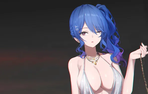Girl, sexy, cleavage, long hair, dress, boobs, anime, beautiful