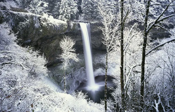Картинка зима, природа, водопад