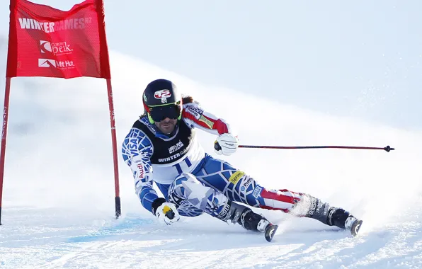 Games, winter, snow, hill, skiing, Down