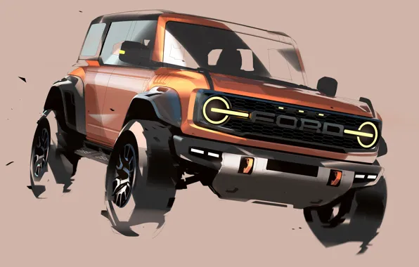 Ford, Арт, Внедорожник, SUV, Спереди, 2023, Ford Bronco Raptor