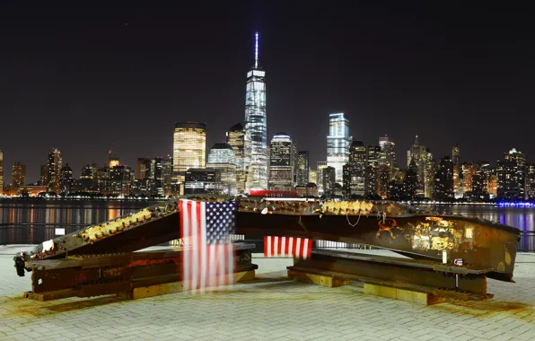 Ночь, Нью Йорк, New York, Night, Manhatten, Memorial, Манхэттэн, Мемориал