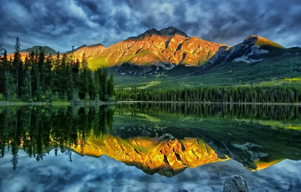 Горы, озеро, Jasper, Alberta, Canada