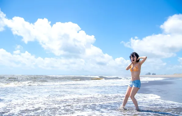Beach, Model, Woman, Pretty, Japanese, Long Shot, Meguri Minoshima