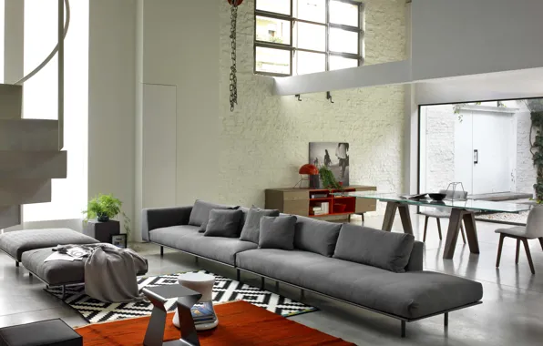 Дизайн, серый, диван, интерьер, modern, sofa, модерн