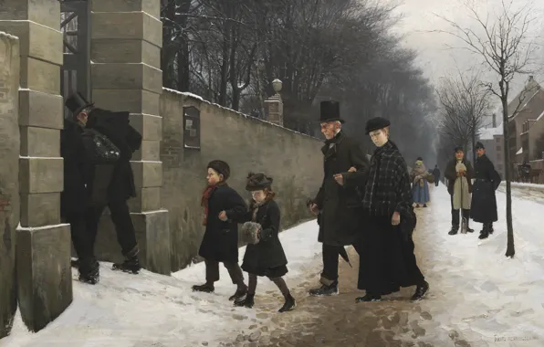 Датский живописец, Copenhagen, 1883, Похороны, Danish realist painter, Франц Питер Дидерик Хеннингсен, Государственный музей искусств …