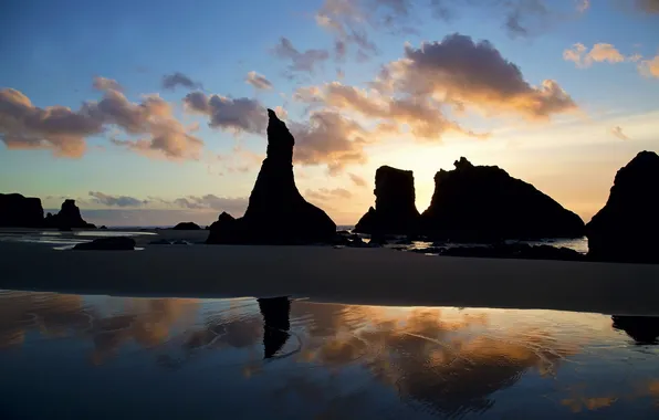 Море, пейзаж, закат, скалы