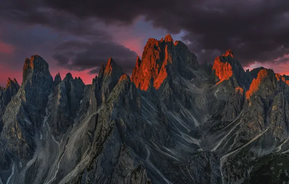 Картинка небо, горы, тучи, природа, скалы, рассвет, утро, Италия