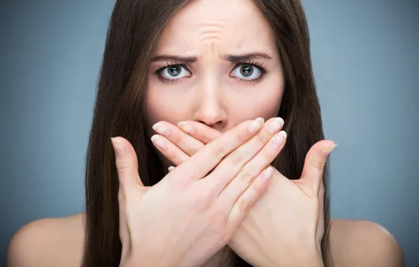Eyes, fingers, embarrassment, covered mouth