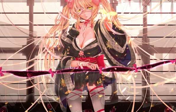 Глаза, девушка, ленты, магия, кимоно, touhou, yakumo yukari