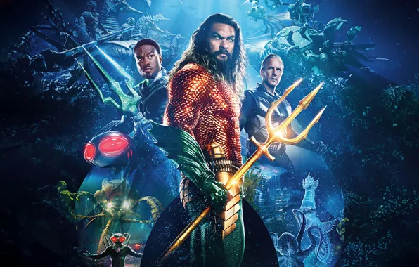 Взгляд, поза, фигура, постер, Jason Momoa, Джейсон Момоа, Patrick Wilson, Аквамен