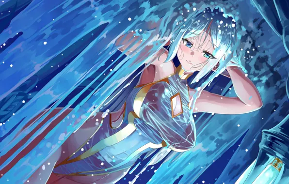Girl, sexy, cleavage, long hair, boobs, anime, beautiful, pretty