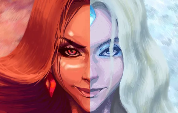 Девушки, арт, Slayer, сёстры, Crystal Maiden, Dota 2, Lina, Rylai