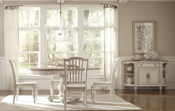 Interior, dining room, rustic style