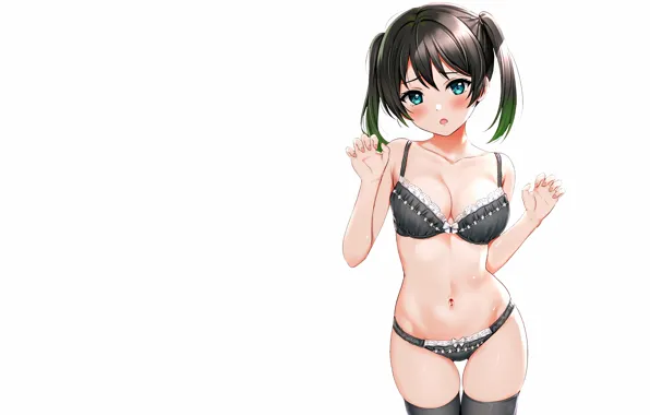 Girl, sexy, lingerie, bra, cleavage, panties, thighhighs, boobs