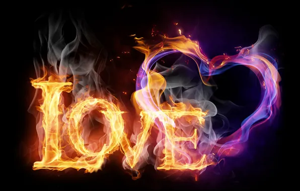 ОГОНЬ, ТЕКСТ, ПЛАМЯ, БУКВЫ, ЛЮБОВЬ, LOVE, НАДПИСЬ, СЕДЦЕ