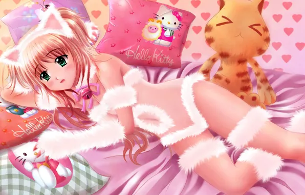 Girl, cleavage, green eyes, long hair, boobs, anime, beautiful, pretty