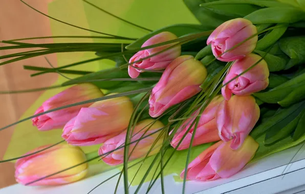 Картинка розовый, букет, тюльпаны