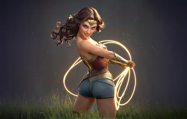 Картинка lightning, wonder woman, gaze