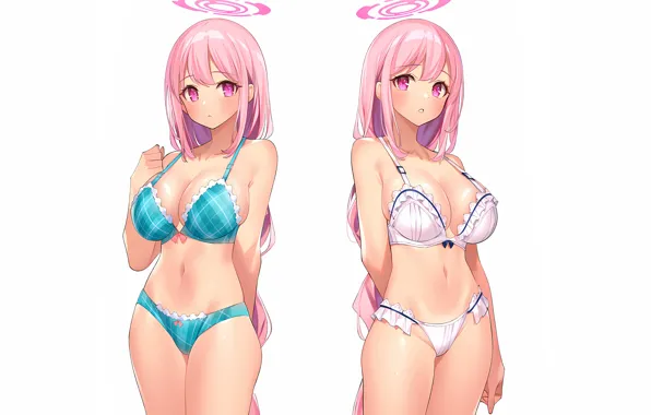 Girl, sexy, lingerie, pantsu, bra, cleavage, panties, pink hair