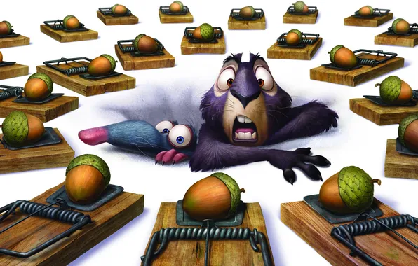 Картинка ловушка, орехи, крыса, Белка 3D, The Nut Job