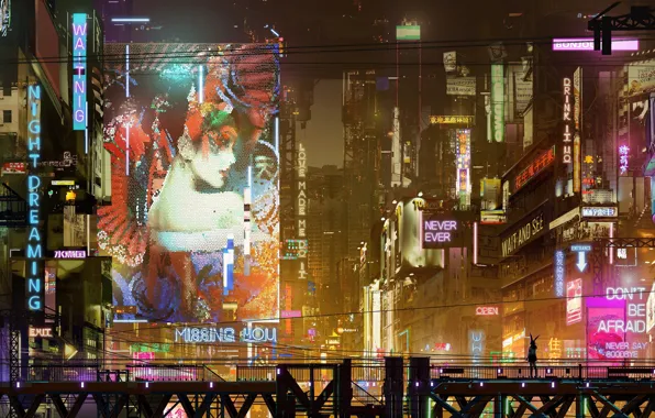 Donglu Yu, neon, cyberpunk, city, lights, art, night, future