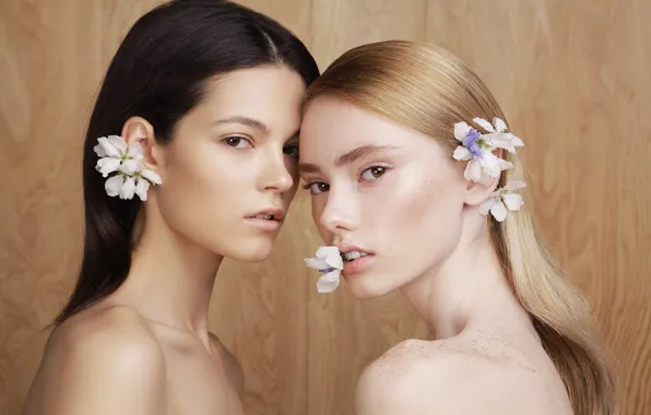 Girls, flowers, look, models, gorgeous