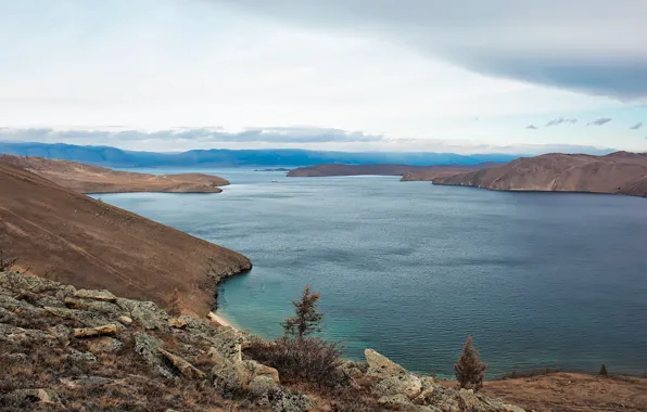 Вода, озеро, берег, склон, Байкал