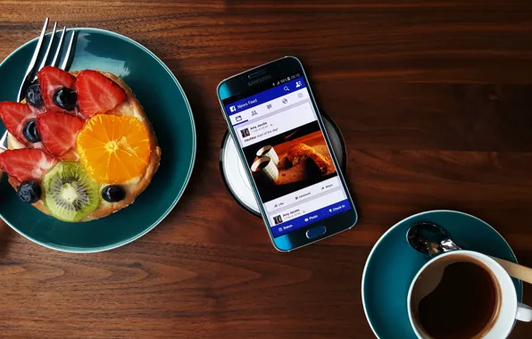 Картинка Android, Galaxy, Coffee, Samsung, Fruit, 2015, Smartphone, Food