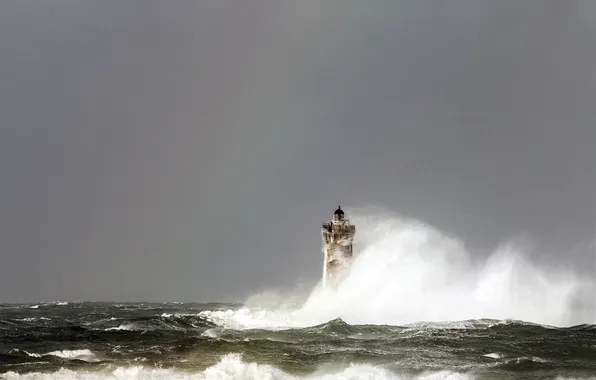 Картинка волны, брызги, шторм, маяк, waves, storm, splash, lighthouse