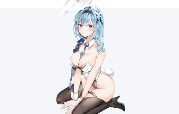 Girl, sexy, Anime, boobs, bunny, cute, sitting, bunny girl