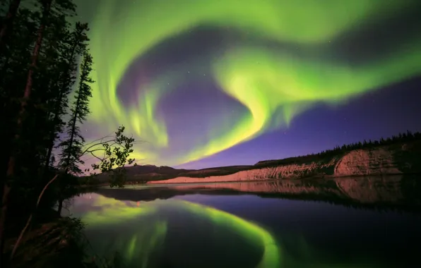 Картинка природа, северное сияние, Canada, Aurora Borealis, Yukon