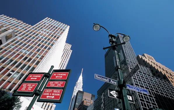 Картинка city, знак, знаки, указатель, Manhattan, new york