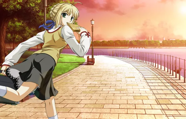 Девушка, сендвич, сейбер, Судьба ночь схватки, Fate / Stay Night, наше время