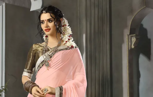 Девушка, украшения, брюнетка, красавица, woman, индианка, сари, indian brunette