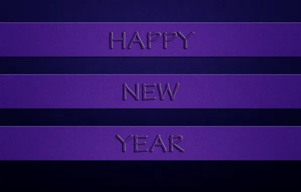 Фиолетовый, надпись, новый год, happy new year, темно-синий фон, три полосы