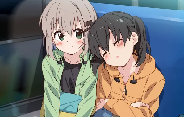 Аниме, Девочки, Арт, yama no susume