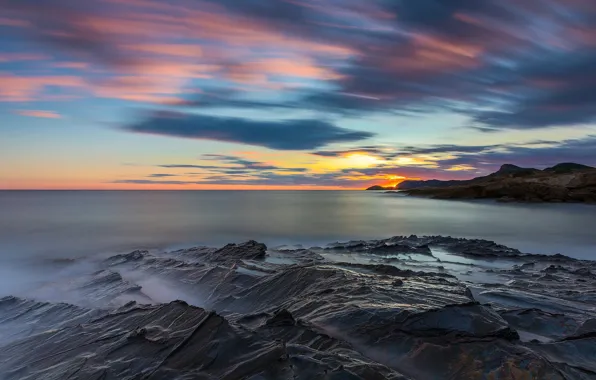 Картинка закат, побережье, Испания, Мурсия
